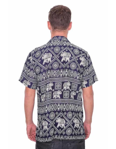 Dark Blue Elephant Hawaiian Shirt