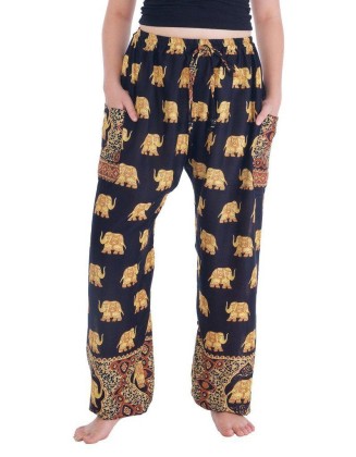 Gold Elephant Drawstring Pants