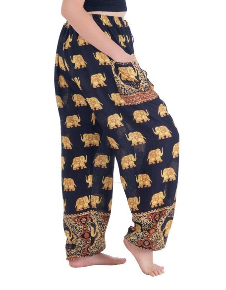 Gold Elephant Drawstring Pants