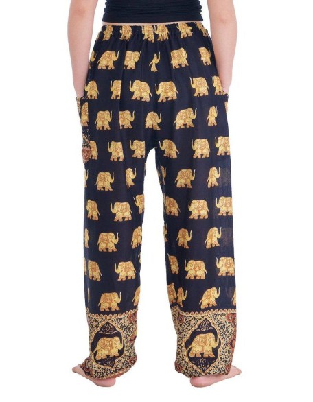 Gold Elephant Drawstring Pants