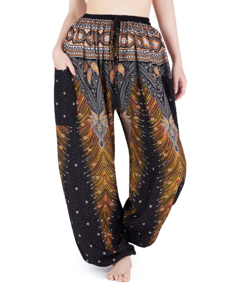 Drawstring Peacock Harem Pants