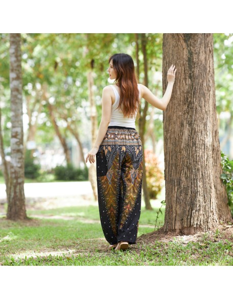 Drawstring Peacock Harem Pants