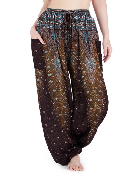 Drawstring Peacock Harem Pants