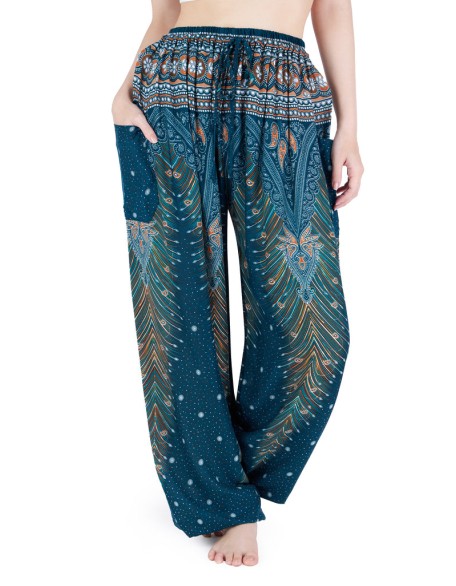 Drawstring Peacock Harem Pants