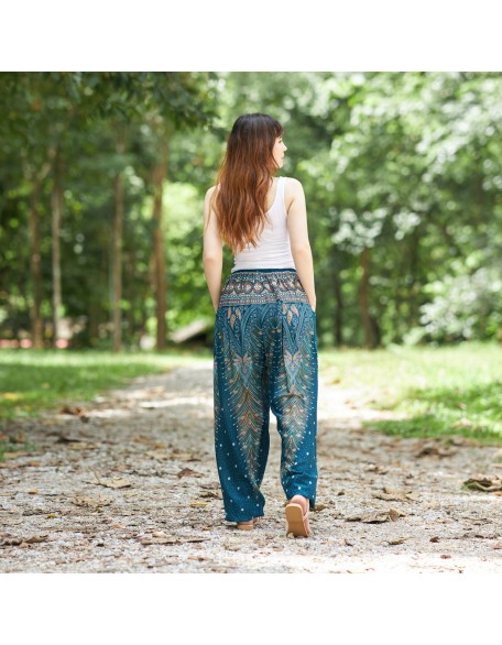 Drawstring Peacock Harem Pants