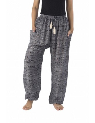 Black Paisley Drawstring Pants