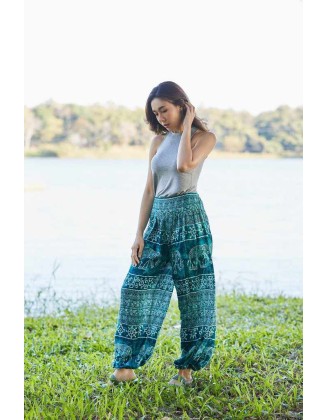 Women Teal Hippie Pants