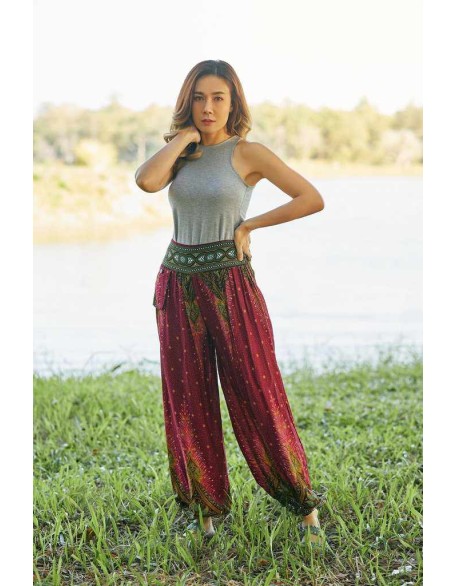 Women Burgundy Harem Pants