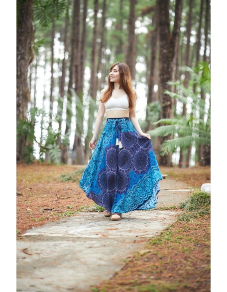 BRIGHT BLUE BOHO MAXI SKIRT