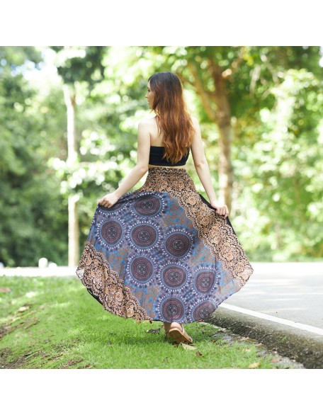 BROWN LONG BOHO SKIRT