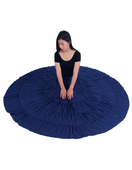 DARK BLUE COTTON MAXI RUFFLE SKIRT