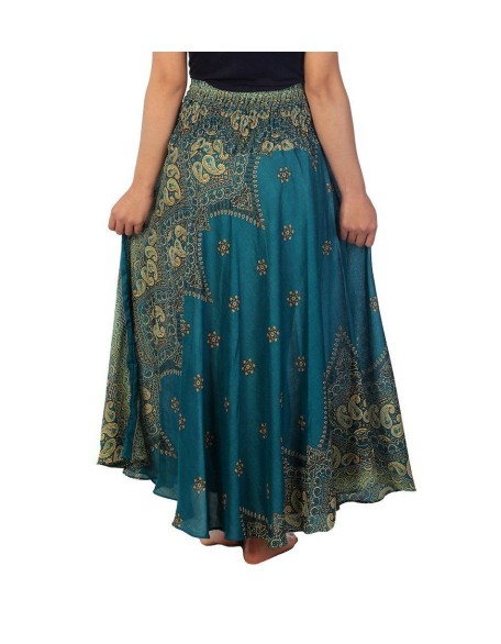 WOMENS TEAL BOHO MAXI SKIRT