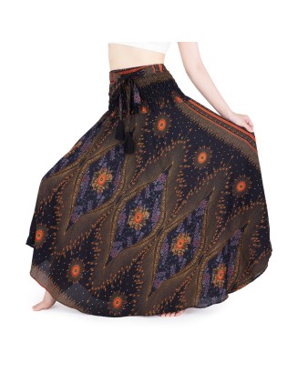 BLACK BOHEMIAN LONG HIPPIE SKIRT