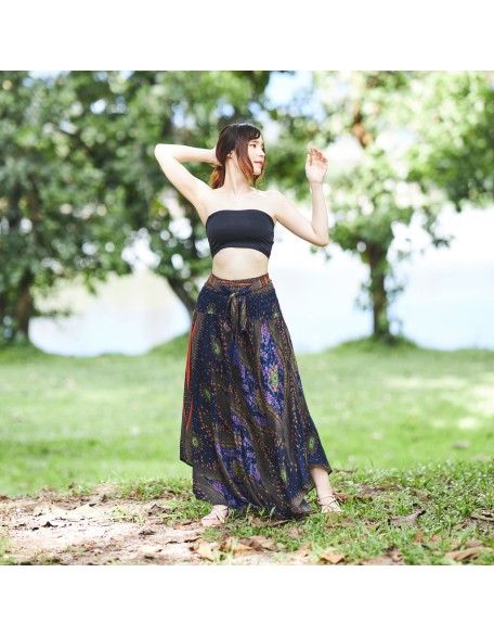 DARK BLUE LONG BOHEMIAN SKIRT