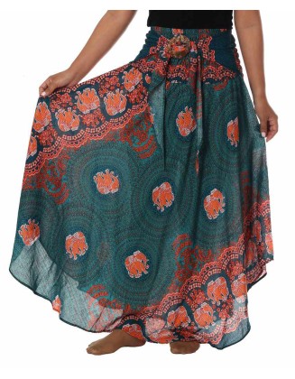 TEAL ELEPHANT MAXI SKIRT