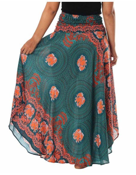 TEAL ELEPHANT MAXI SKIRT