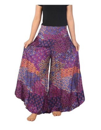 Womens Colorful Peacock Palazzo Pants