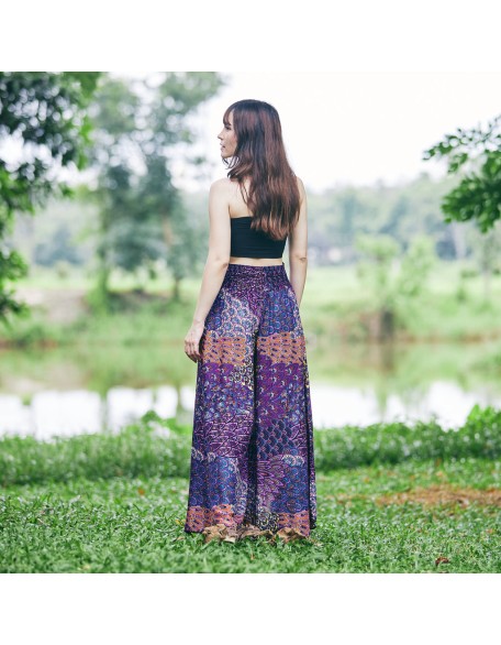 Womens Colorful Peacock Palazzo Pants