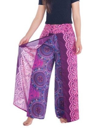 Rose Circle Wide Leg Pants