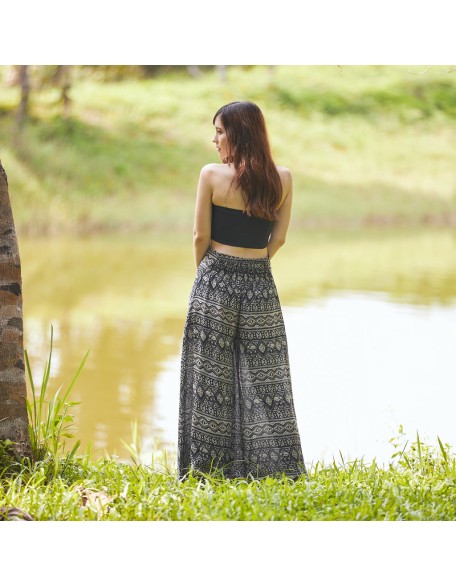 Elephant Design Wide Leg Palazzo Pants