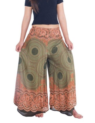 Womens Rose Design Wide Leg Palazzo Pants