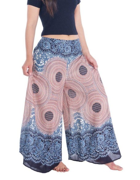 Womens Rose Design Wide Leg Palazzo Pants