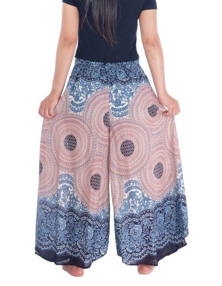 Womens Rose Design Wide Leg Palazzo Pants