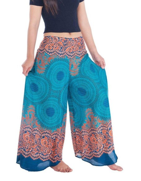 Womens Rose Design Wide Leg Palazzo Pants