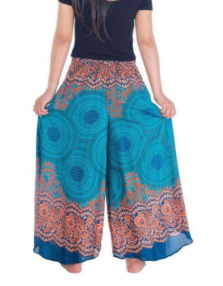 Womens Rose Design Wide Leg Palazzo Pants