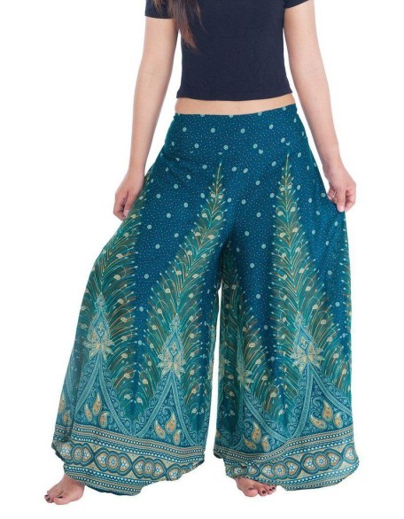 Womens Peacock Design Palazzo Pants