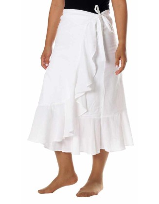 WHITE COTTON MIDI SKIRT