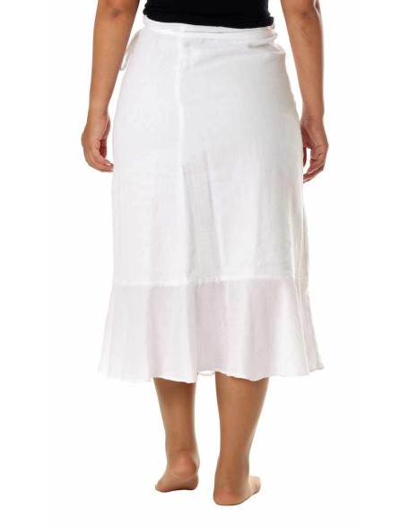 WHITE COTTON MIDI SKIRT