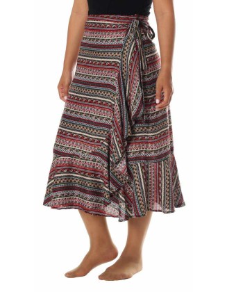 BOHEMIAN MIDI WRAP SKIRT