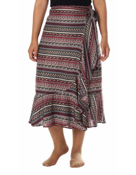 BOHEMIAN MIDI WRAP SKIRT