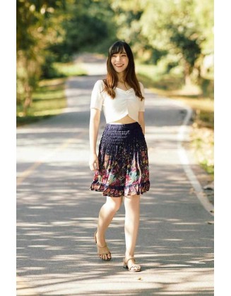 DARK BLUE FLOWER BOHO SKIRT