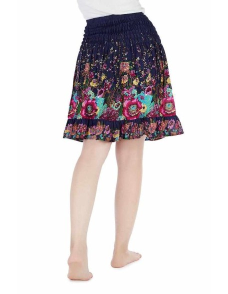 DARK BLUE FLOWER BOHO SKIRT