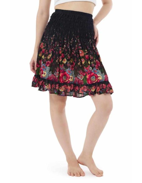 DARK BLUE FLOWER BOHO SKIRT