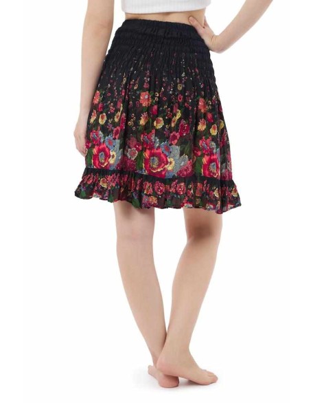 DARK BLUE FLOWER BOHO SKIRT