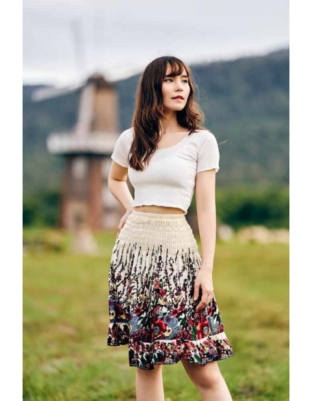 DARK BLUE FLOWER BOHO SKIRT