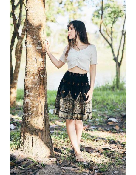 High Waisted Short Boho Skirt