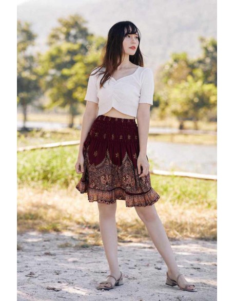 High Waisted Short Boho Skirt