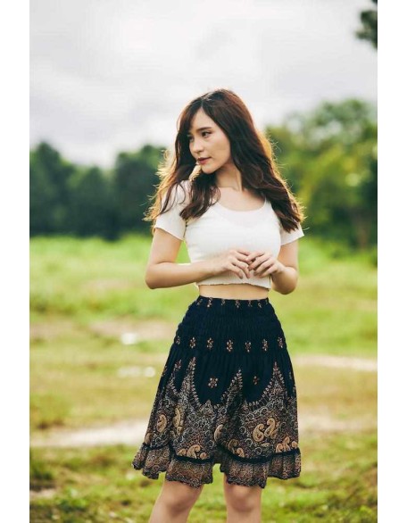 High Waisted Short Boho Skirt