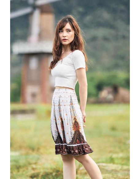 SHORT PEACOCK BOHO SKIRT