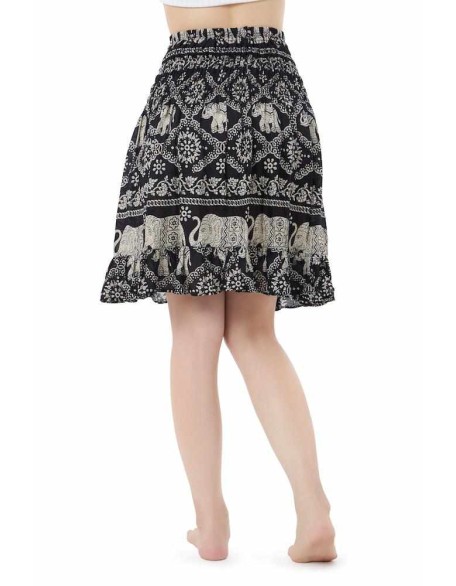 ELEPHANT PRINT SHORT BOHO SKIRT