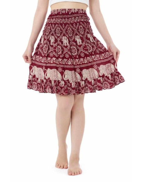 ELEPHANT PRINT SHORT BOHO SKIRT