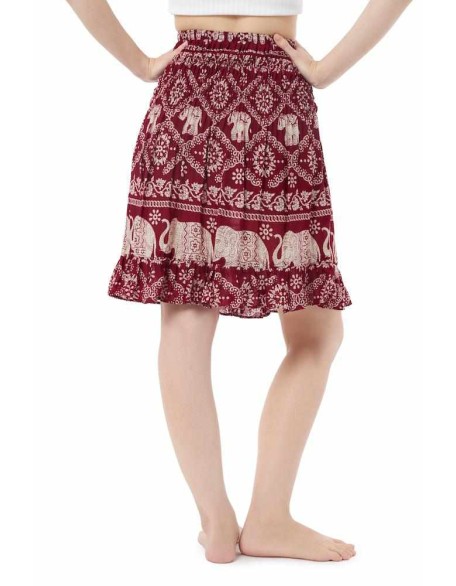 ELEPHANT PRINT SHORT BOHO SKIRT