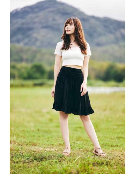 PLAIN HIGH WAISTED SKIRT